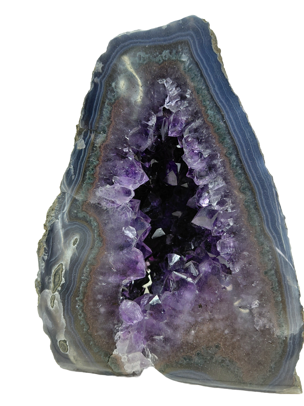 Deep Purple Amethyst Geode Cathedral with Agate Banding - 1.35 kg