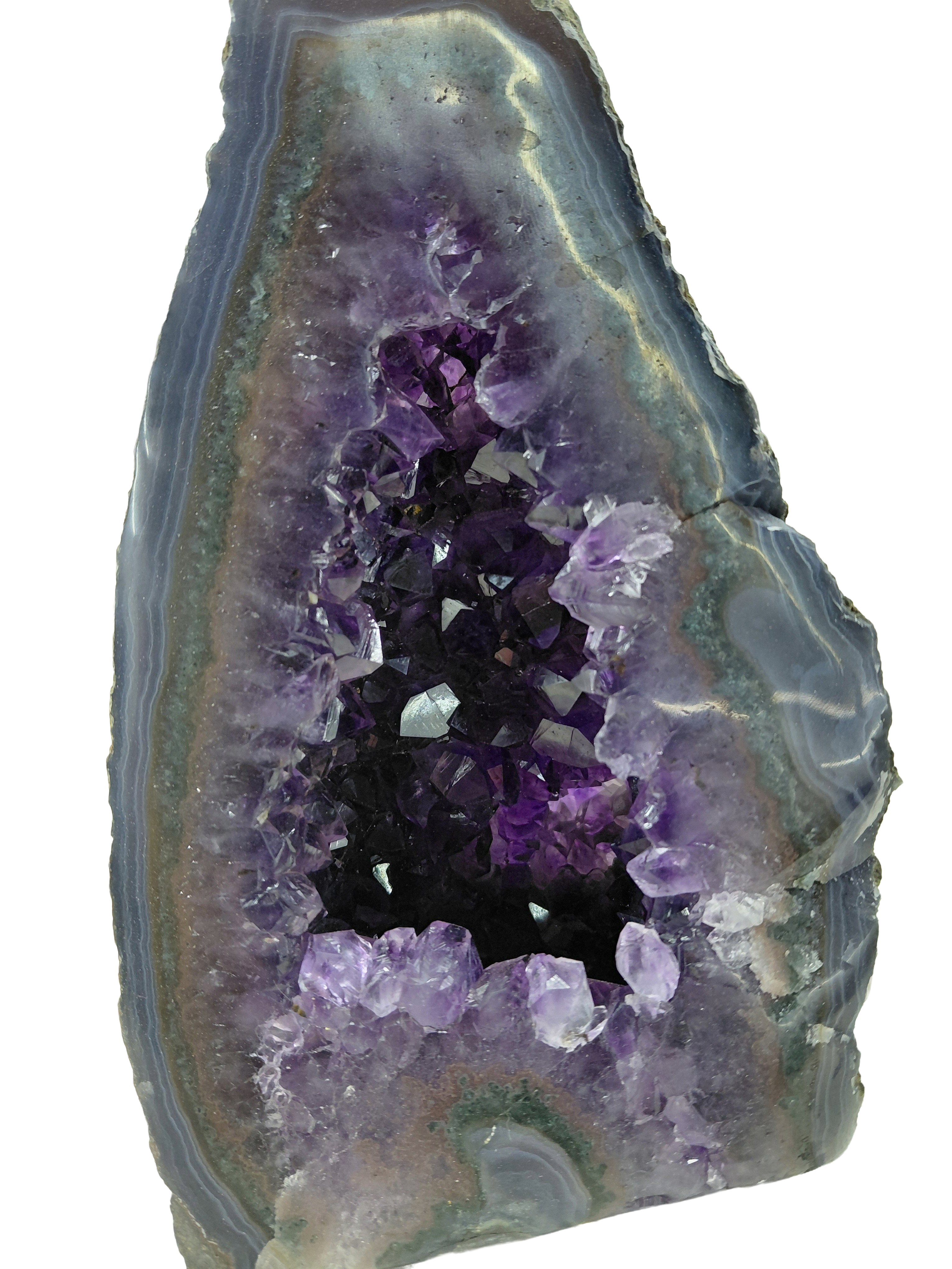 Deep Purple Amethyst Geode Cathedral with Agate Banding - 1.5 kg