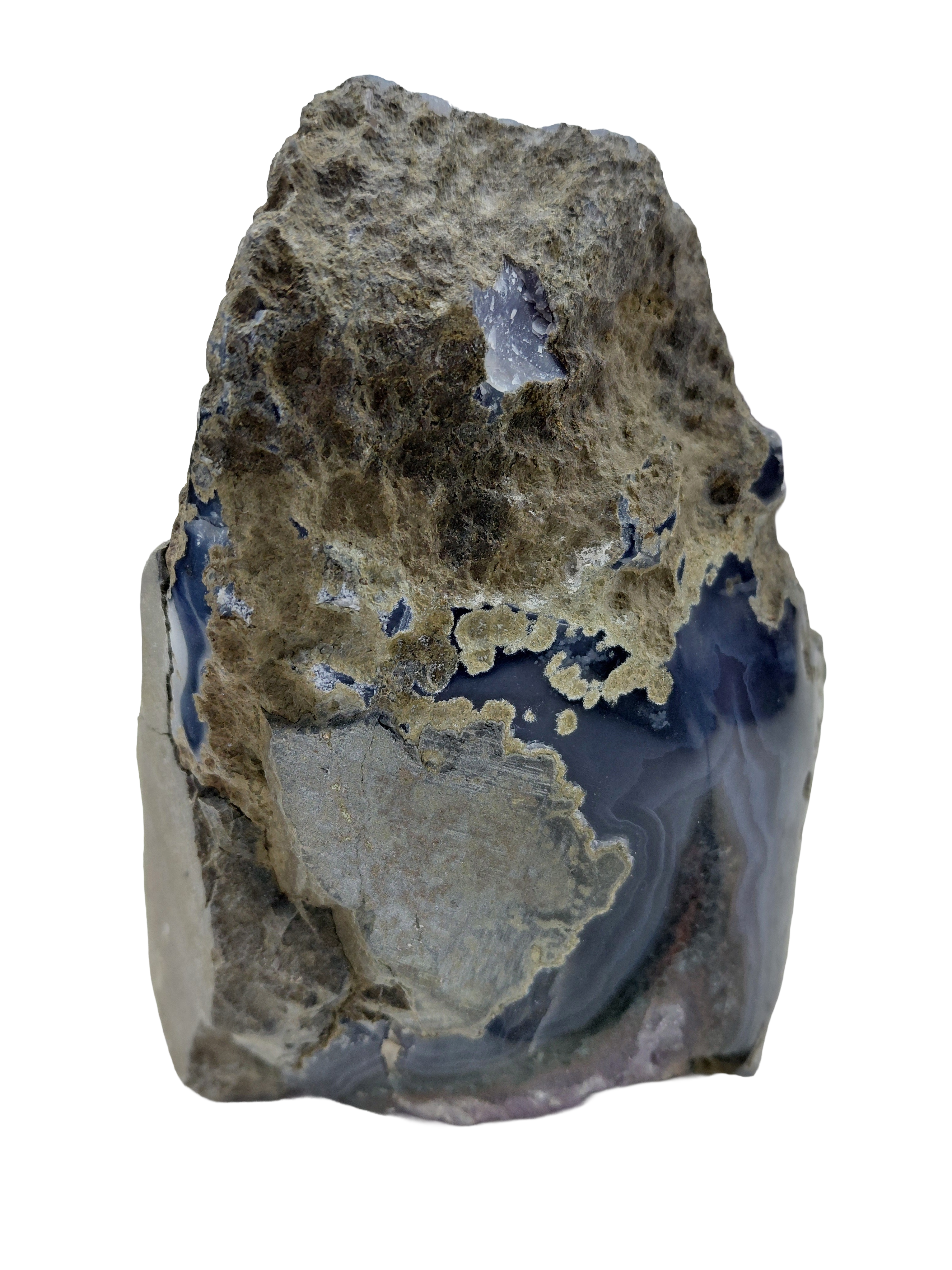 Deep Purple Amethyst Geode Cathedral with Agate Banding - 1.35 kg