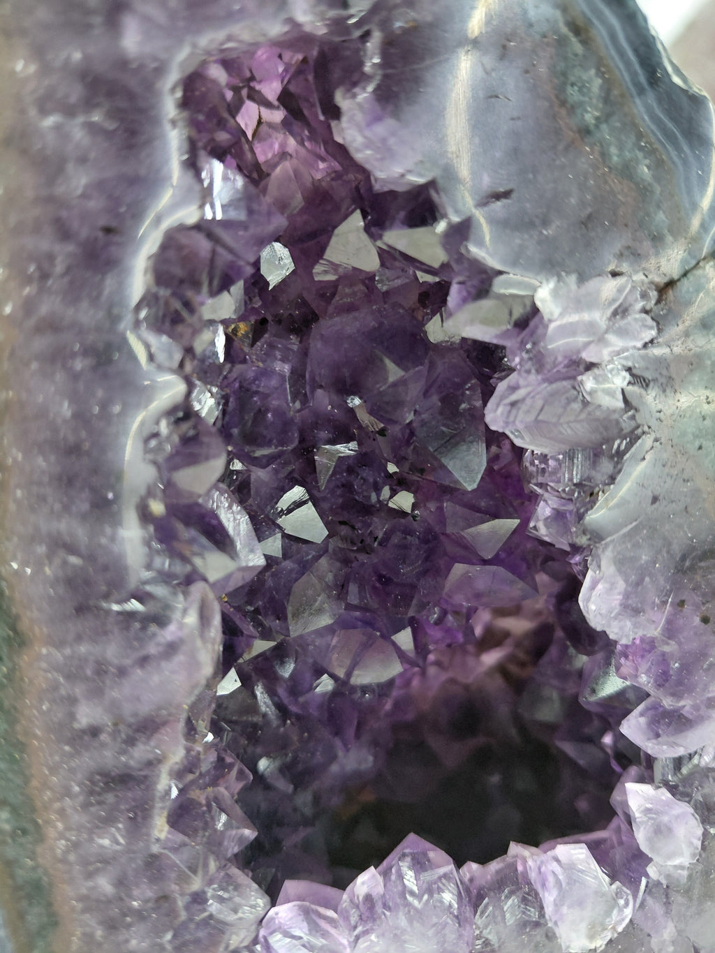 Deep Purple Amethyst Geode Cathedral with Agate Banding - 1.5 kg