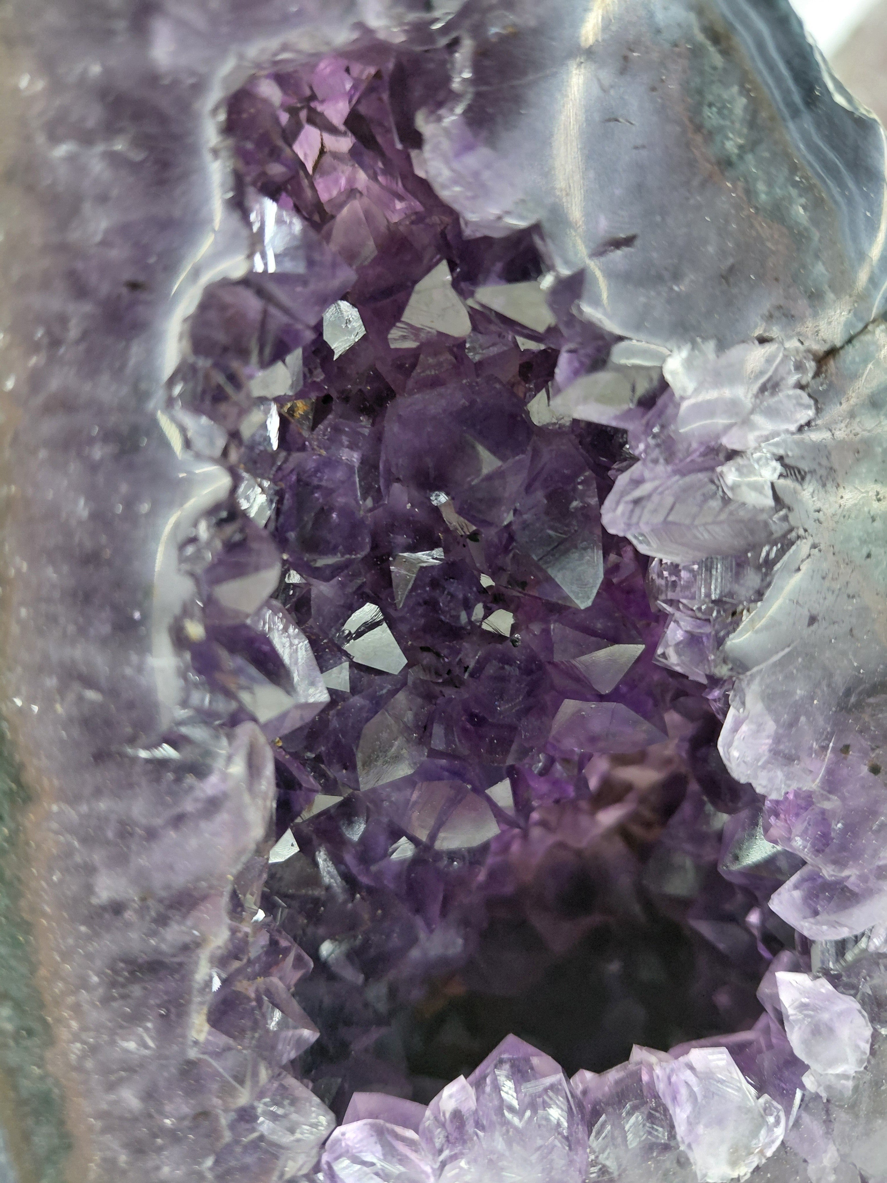Deep Purple Amethyst Geode Cathedral with Agate Banding - 1.5 kg